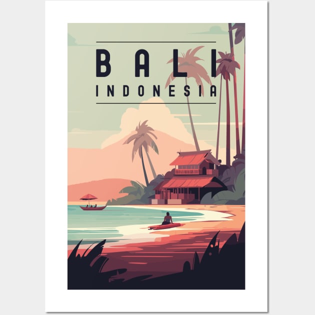 Retro Travel Poster About Bali, Indonesia Wall Art by turtlestart